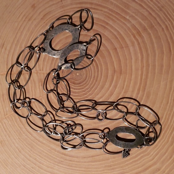 Silpada Hammered Oxidized Sterling Silver Oval Chain Link Necklace - Picture 3 of 3